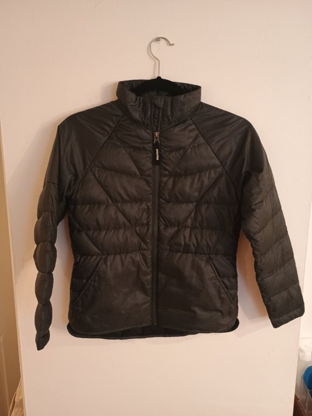 Marmot Quilted Down Jacket Girls M 700 Fill Down Black Puffer